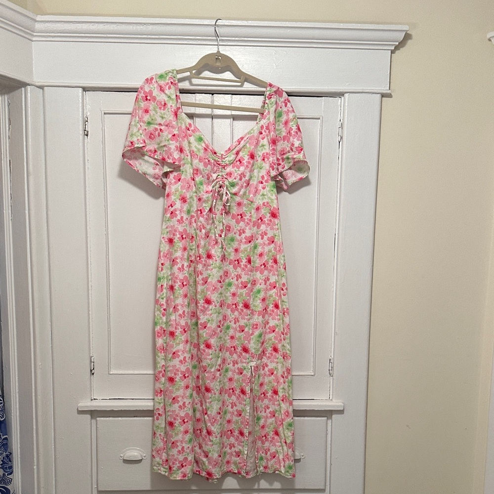 Primark Pink and Green Floral Dress